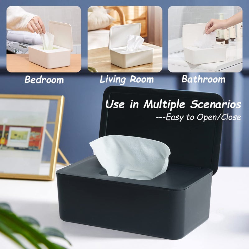 Seposeve 2 Pack Wipes Dispenser, Wipe Holder for Baby & Adult, Refillable Wipe Container, Keeps Wipes Fresh, Far from Dirty Wipes, Easy to Open/Close Wipes Pouch Case. (2 Black) - Image 2